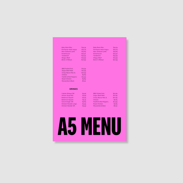 A5 Menu