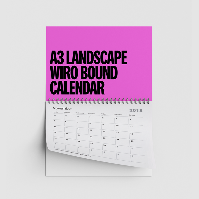 Personalised A3 Landscape Wiro Bound Calendar