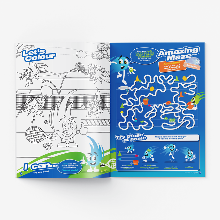 Tennis NZ - Hot Shots Blue Stage Activity Book A4 Booklet