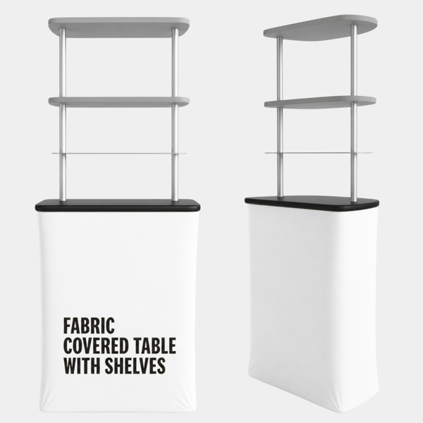 Fabric Covered Table with Shelves
