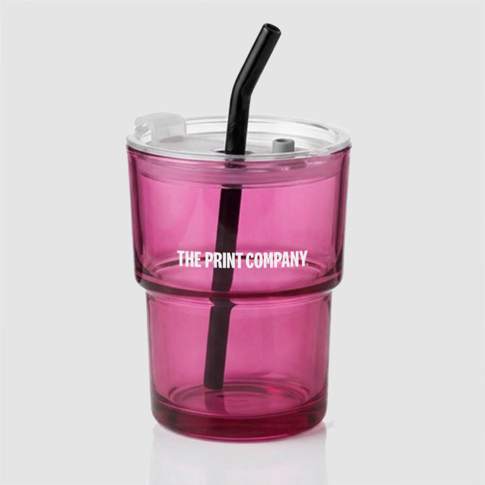 Glass Cup with Straw