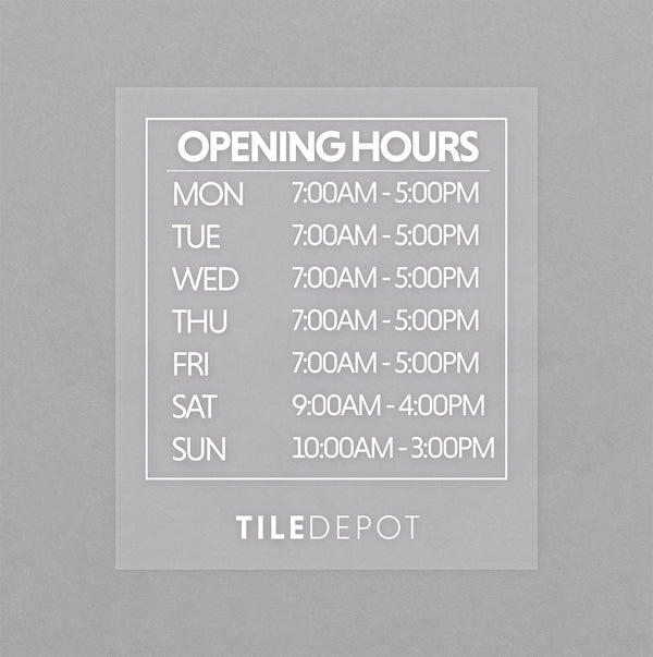 The Tile Depot Opening Hours Sticker