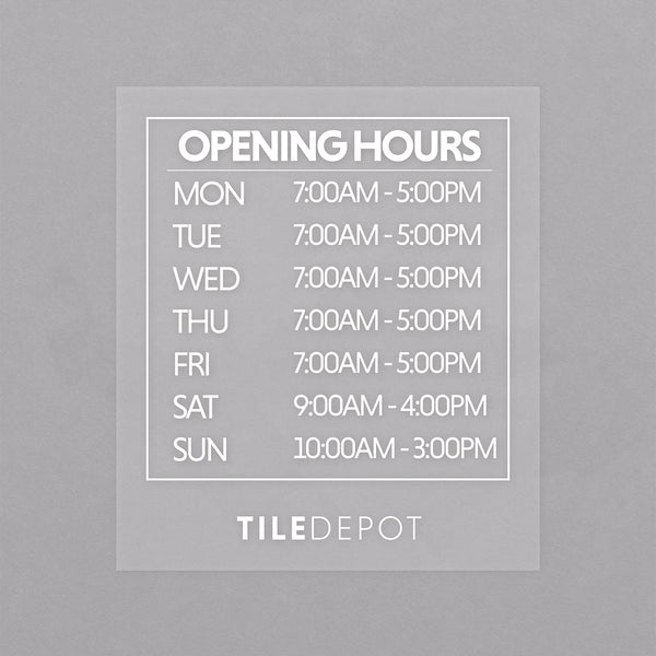 The Tile Depot Opening Hours Sticker