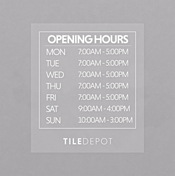 The Tile Depot Opening Hours Sticker