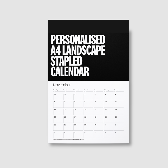 Personalised A4 Landscape Stapled Calendar