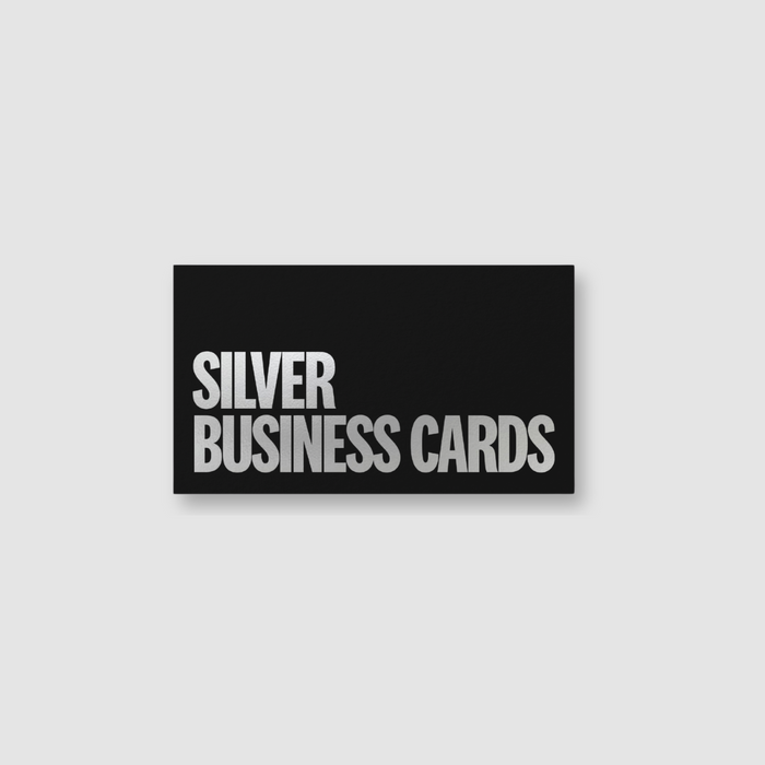 Silver Text on Black Business Cards