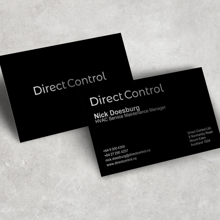 Silver Text on Black Business Cards