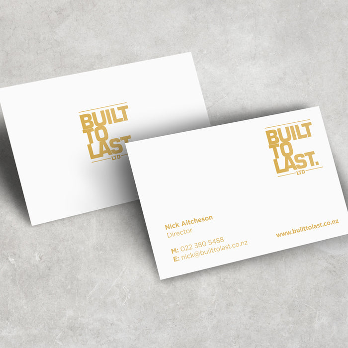 Gold Text on White Business Cards